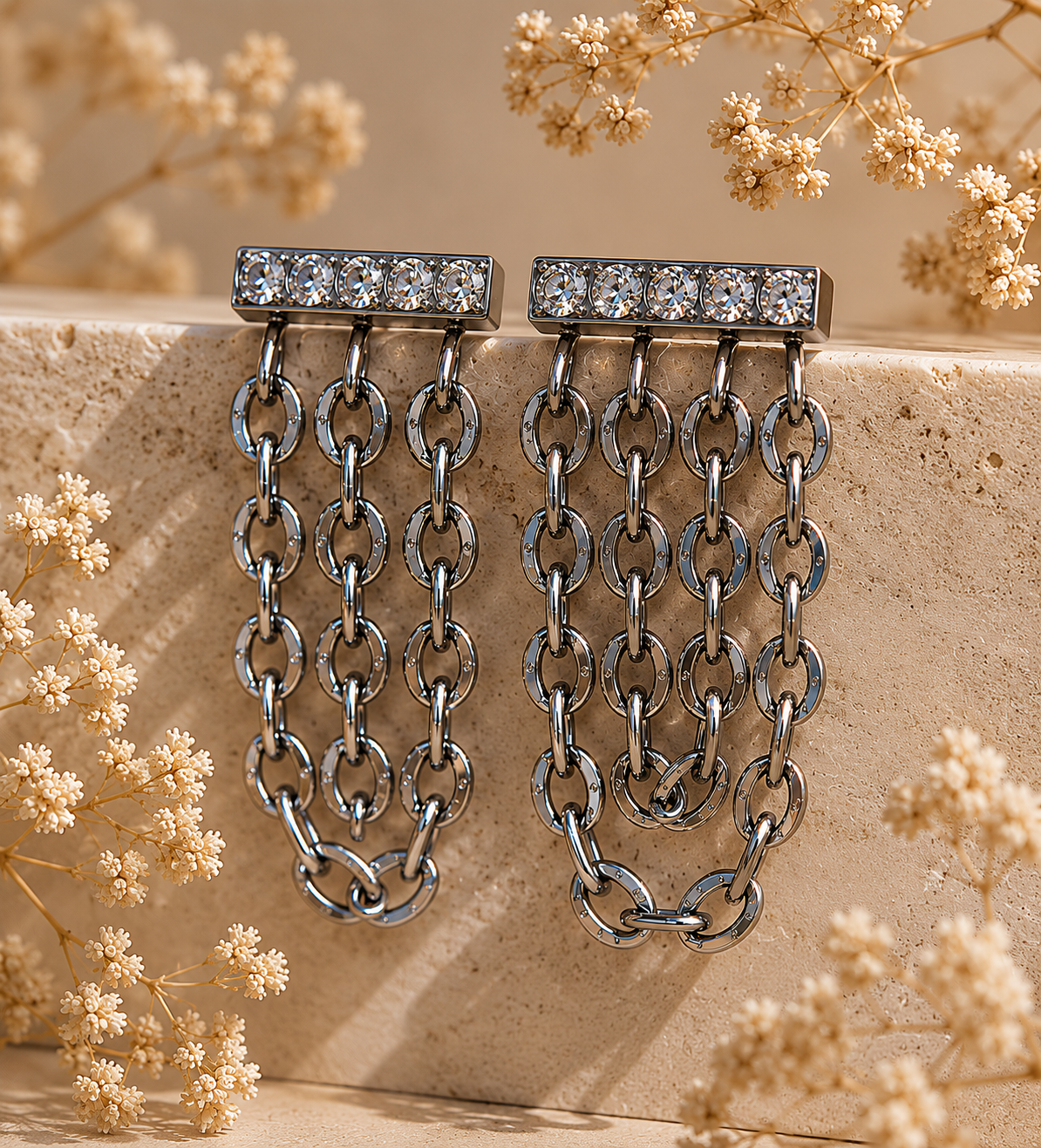 Labret Corrente Cristal Titânio