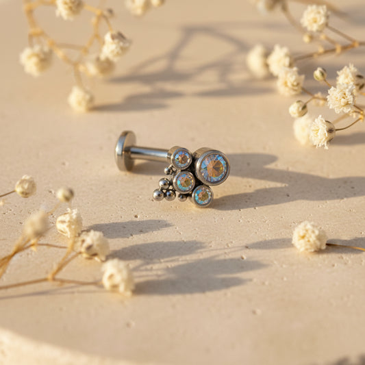 Piercing de Umbigo Bloom Zircônia AB Titânio