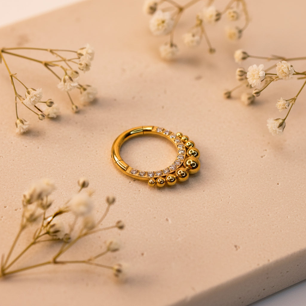 Argola Milli com Zircônia Titânio PVD Gold