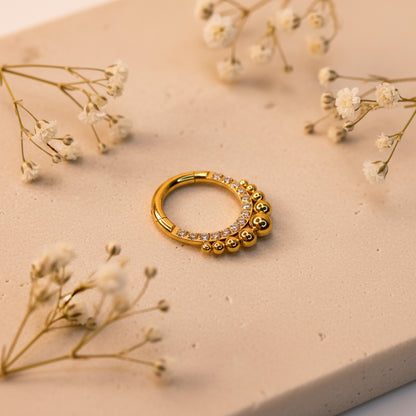 Argola Milli com Zircônia Titânio PVD Gold