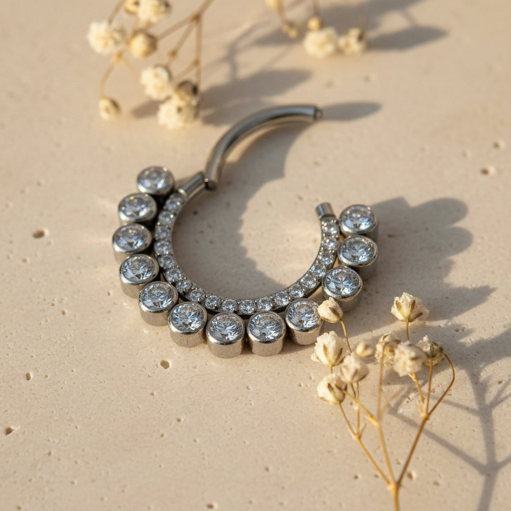 Argola Aurora com Zircônias Duplas em Titânio