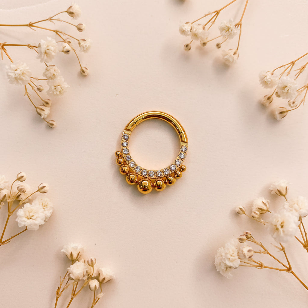 Argola Milli com Zircônia Titânio PVD Gold