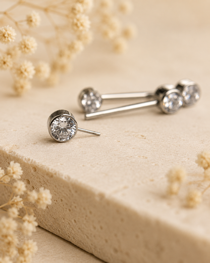 Barbell Reto de Titânio com Zircônia (Push Pin)