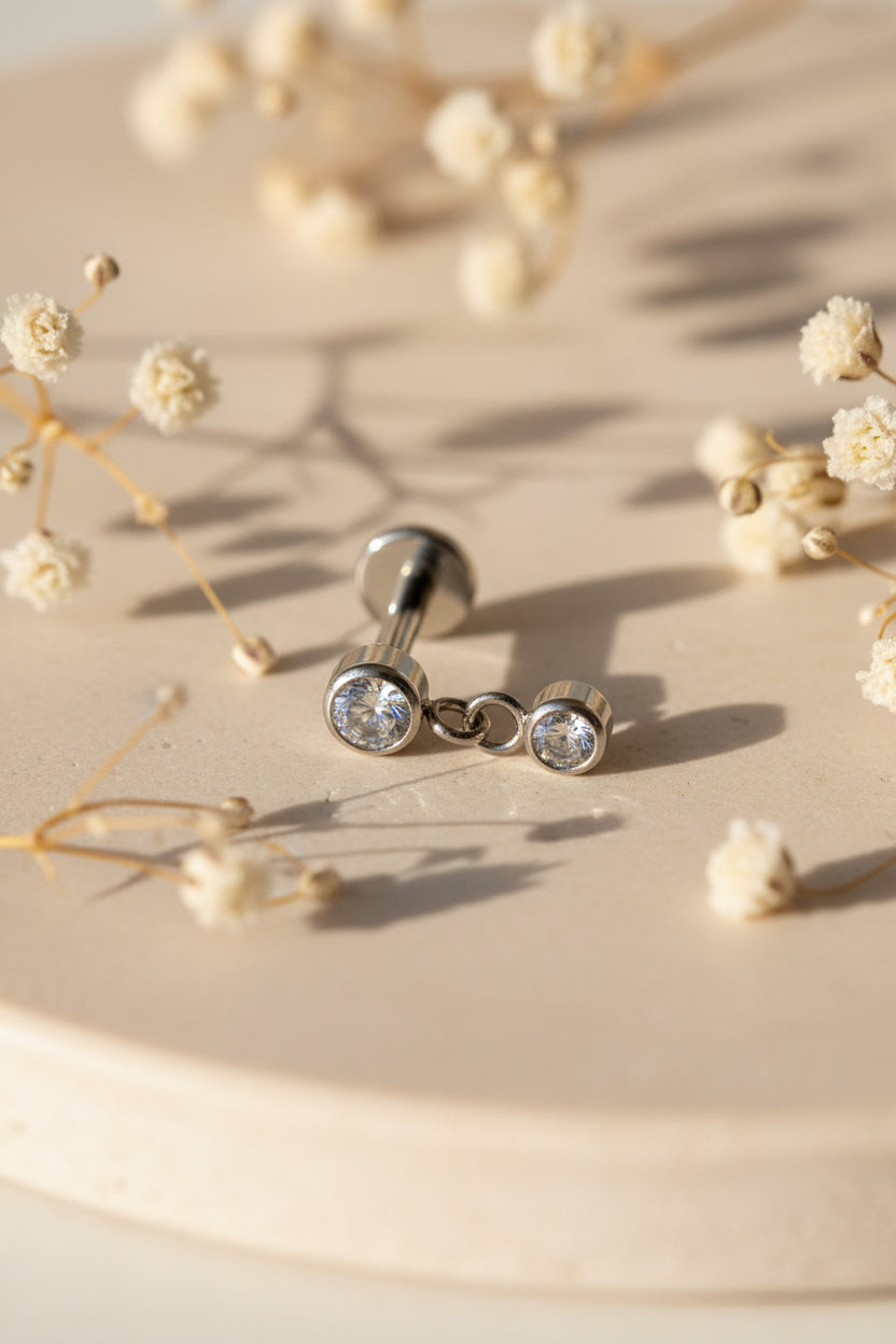 Labret Duo Pendente Titânio