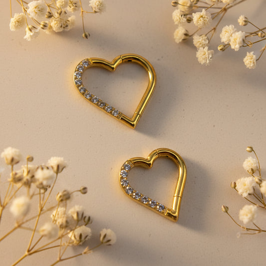 Argola Coração Alure Titânio PVD Gold