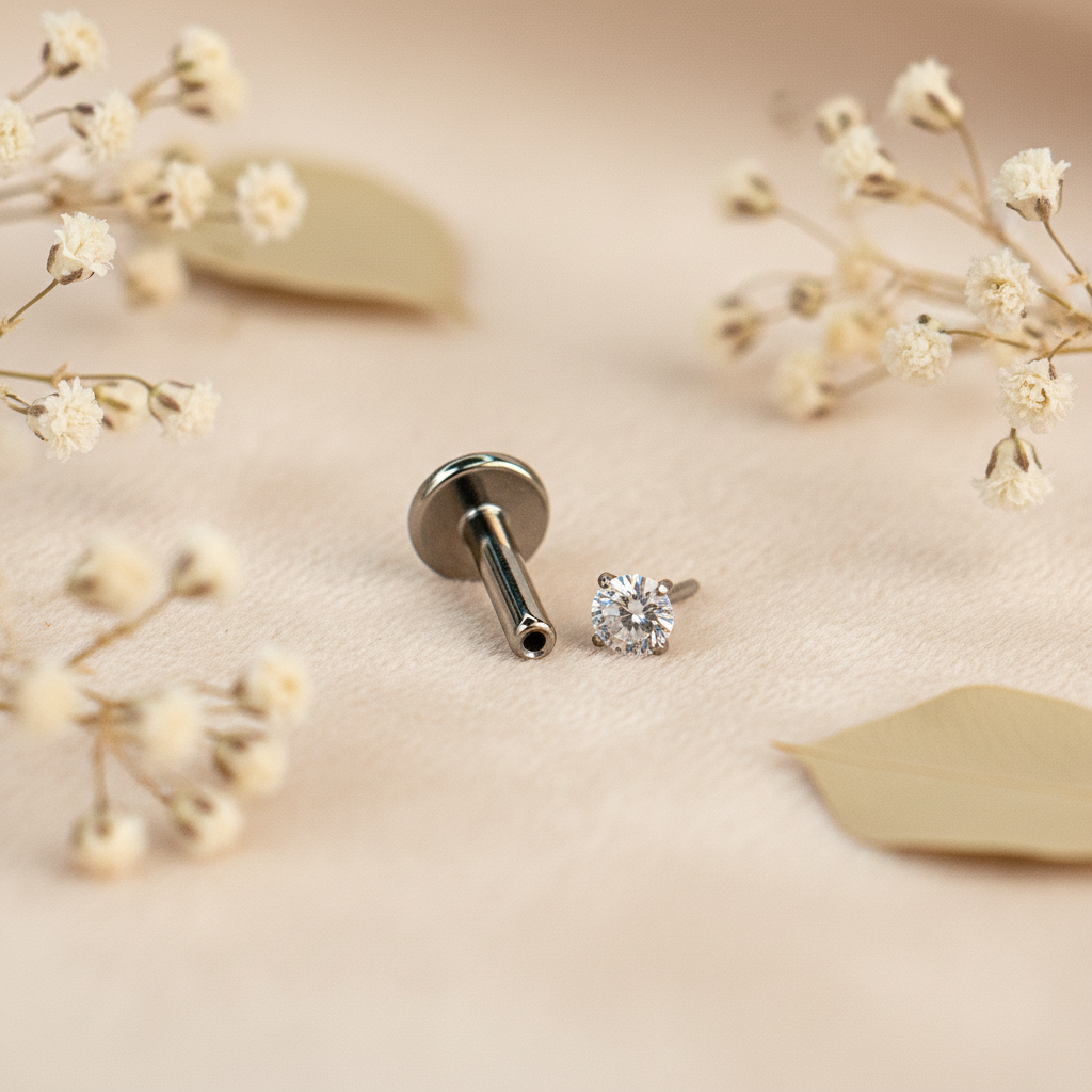Labret Ponto de Luz Push Pin Titânio